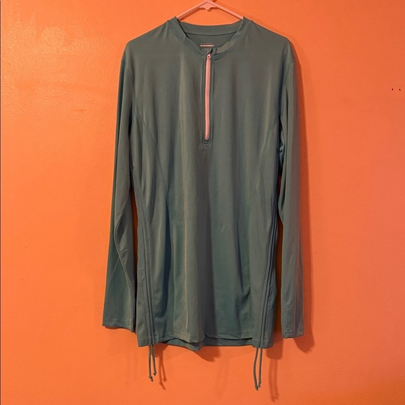 Teal Long Sleeve Zip-Up Top - Picture 1 of 7